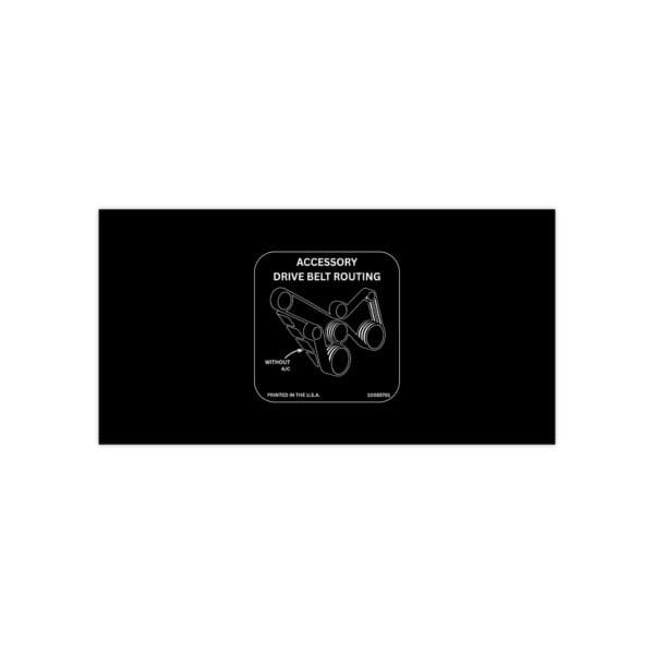 GM 10085701 accessory drive belt routing label reproduction for 1988–1990 Chevrolet S10 and GMC S15 4.3L